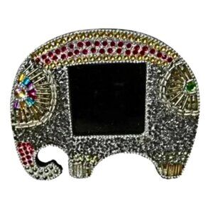 World Market Beaded Elephant Photo Frame • Silver